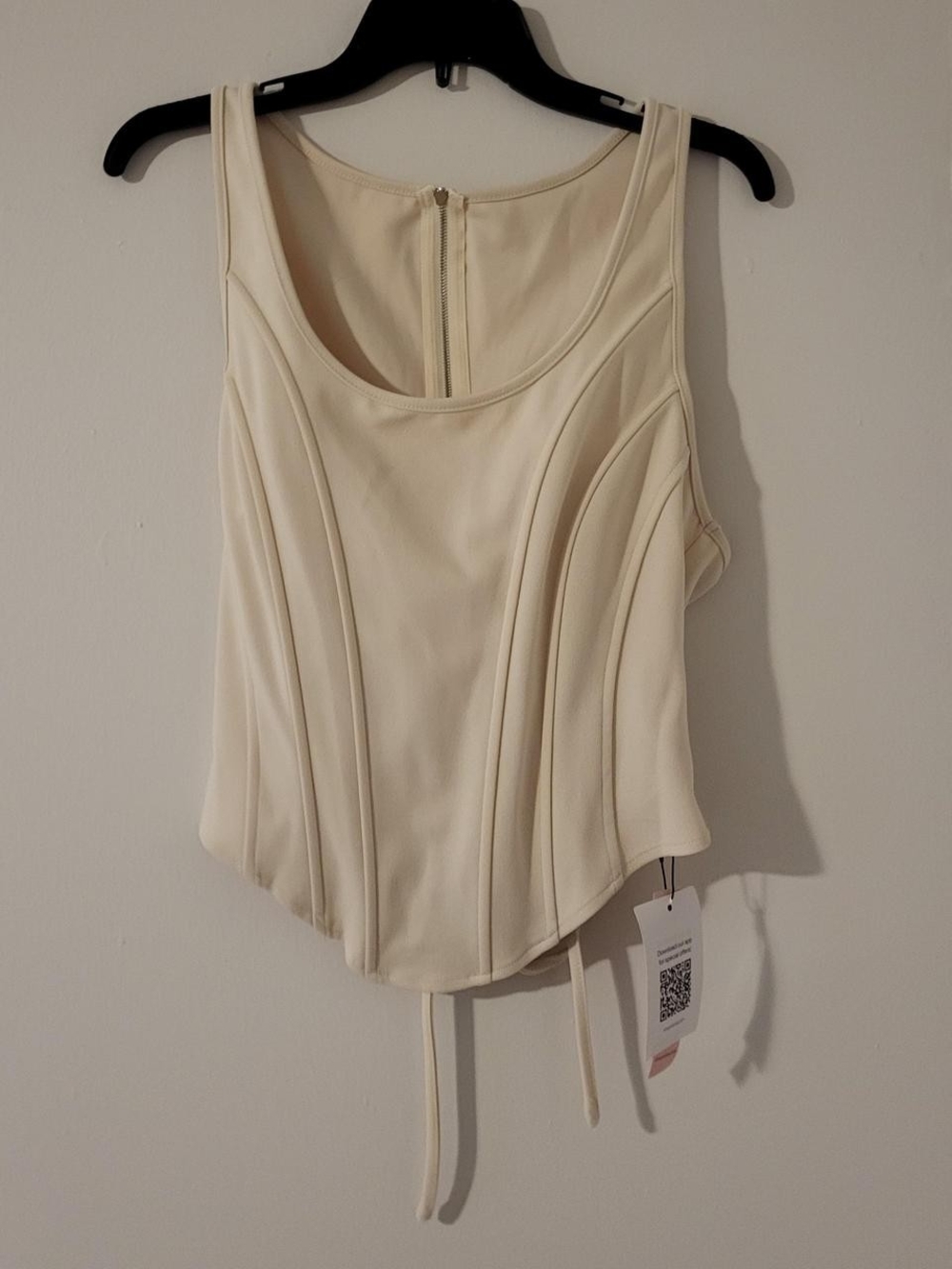 Women’s Cream Sculpted Tank Top with Corset Seaming